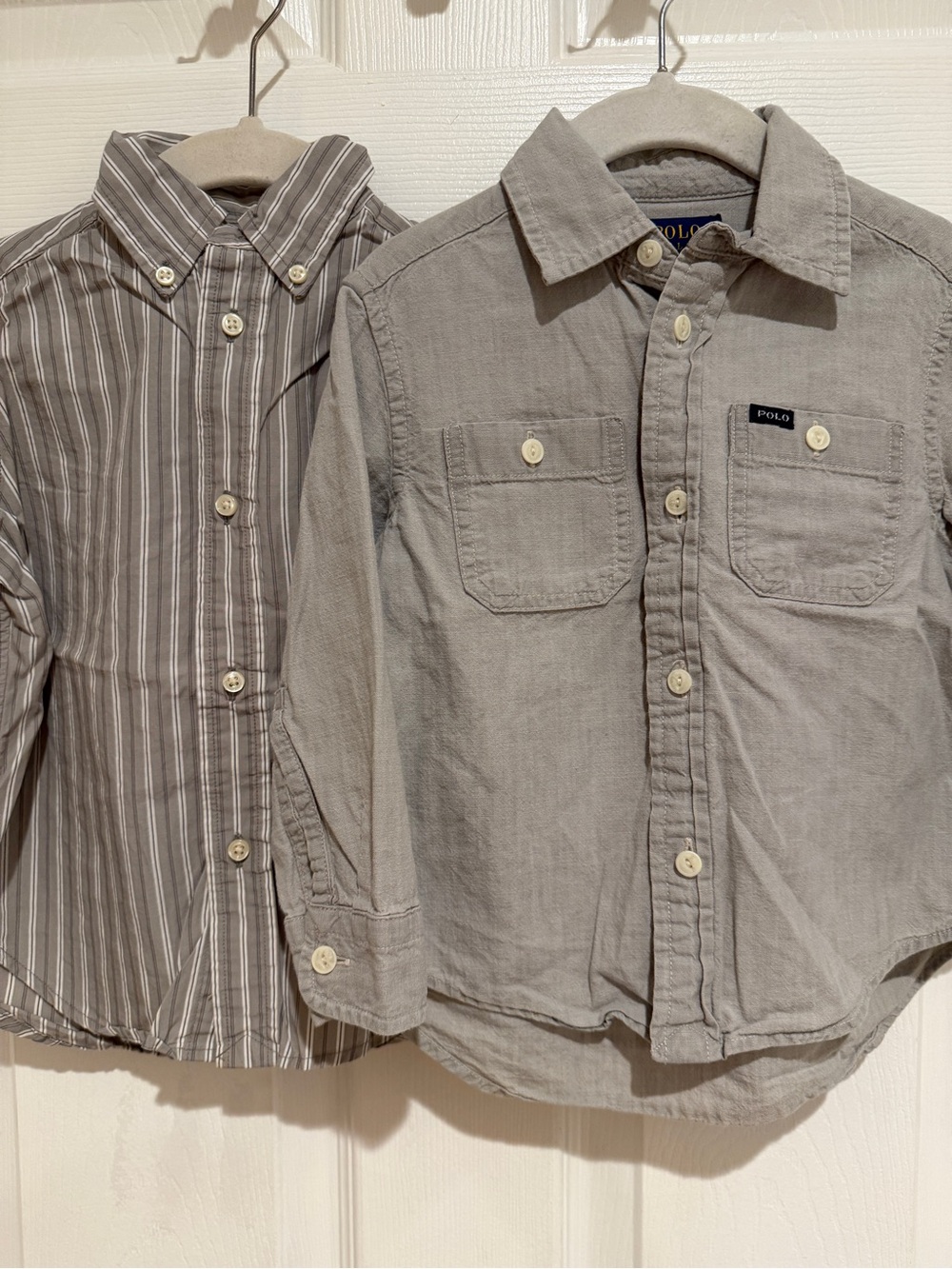 Lot of 2 Polo Ralph Lauren Toddler Button Down Shirts 2T Gray Striped & Solid - Picture 2 of 10